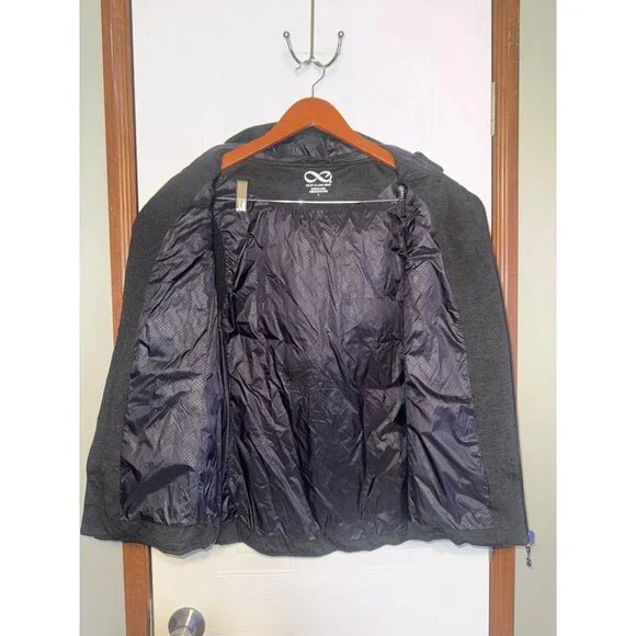 Be by Blanc Noir Black Gray Hooded Puffer Quilted Vest Size Large - Picture 5 of 13